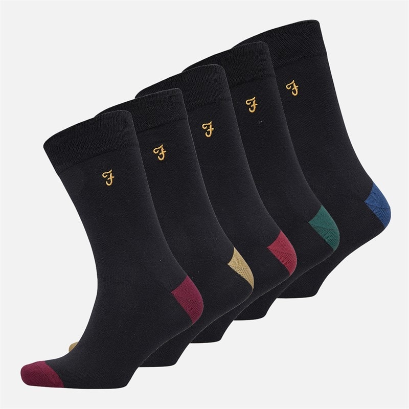 Mens Wycliff Five Pack Dress Socks Black - Image 1