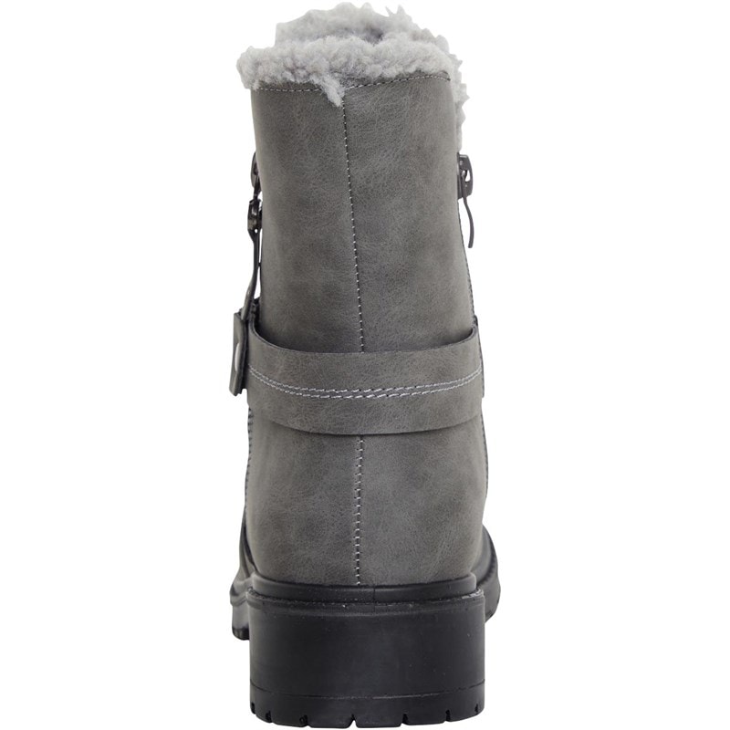 Womens Faux Fur Trim Boots Grey - Image 3