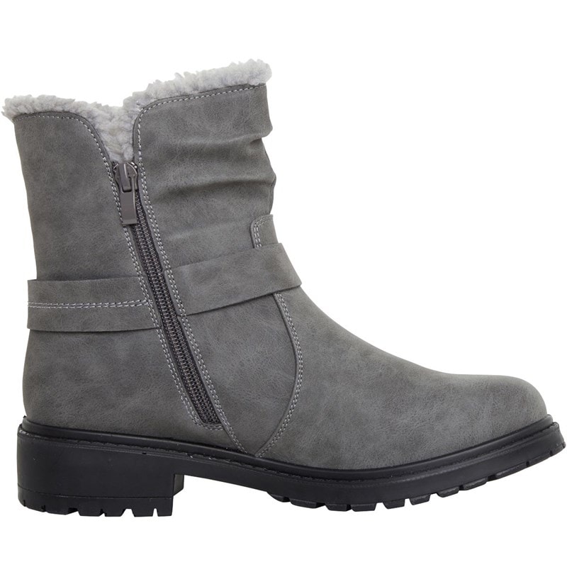Womens Faux Fur Trim Boots Grey - Image 4