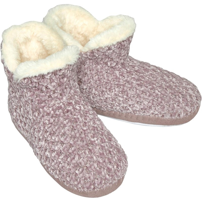 Womens Chenille Bootees Pink - Image 1