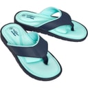 Womens Memory Foam Toe Post Sandals Navy/Aqua