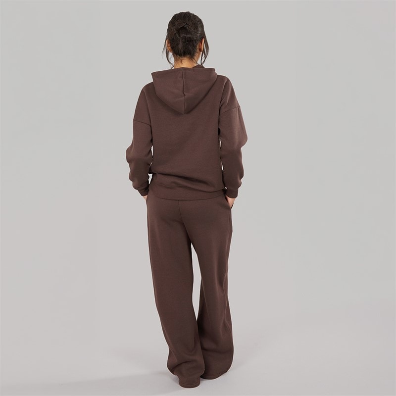 Board Angels Womens Hoodie And Wide Leg Joggers Tracksuit Chocolate - Image 2