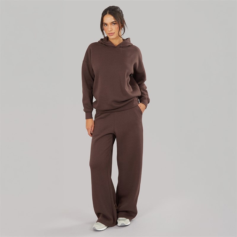 Board Angels Womens Hoodie And Wide Leg Joggers Tracksuit Chocolate - Image 3