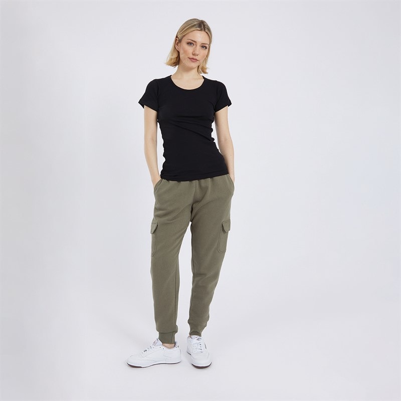 Womens Cargo Joggers Khaki - Image 3