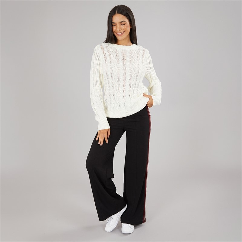 Womens Cable Knit Sweater Ecru - Image 4