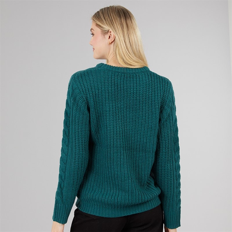 Womens Cable Knit Sweater Green - Image 2