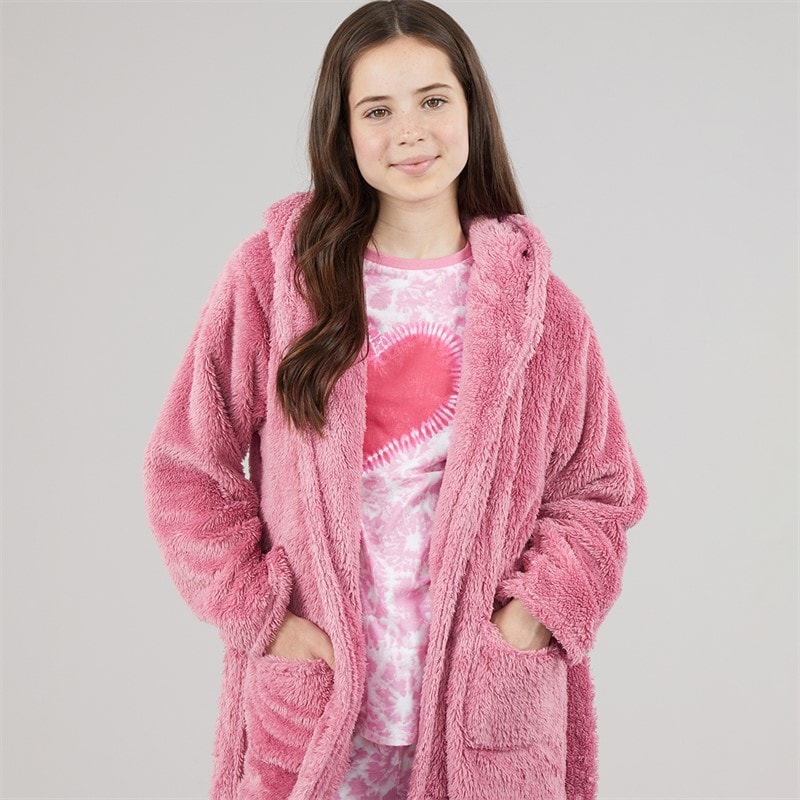 Girls Dressing Gown Pink - Image 3