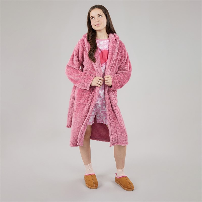 Girls Dressing Gown Pink - Image 4