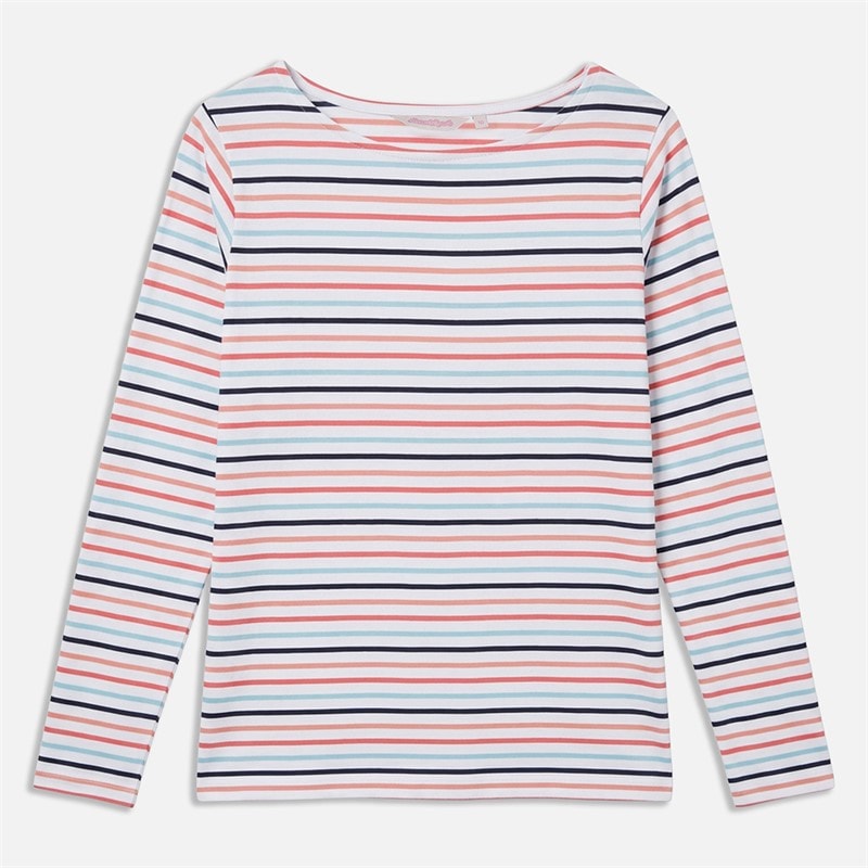 Womens Stripe/Plain Three Pack Long Sleeved T-Shirts Navy/Pink - Image 2