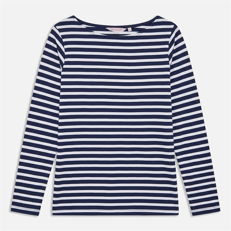 Womens Stripe/Plain Three Pack Long Sleeved T-Shirts Navy/Pink - Image 4