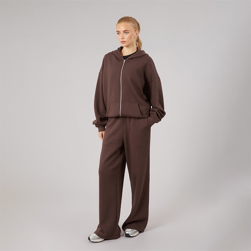 Womens Open Hem Joggers Chocolate - Image 4