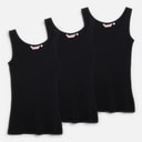 Womens Three Pack Ribbed Vests Black
