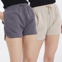 Womens Two Pack Fleece Shorts Stone/Charcoal