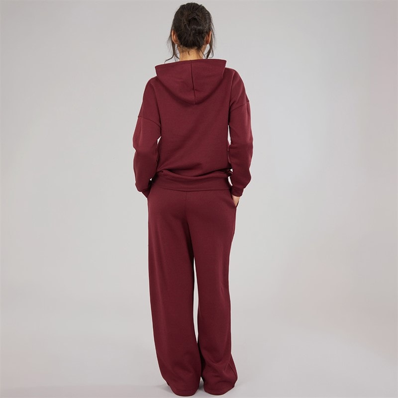 Board Angels Womens Hoodie And Wide Leg Joggers Tracksuit Burgundy - Image 2