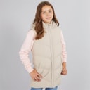 Girls Longline Hooded Gilet Ecru