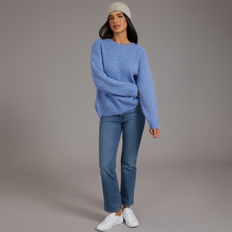 Womens Crew Neck Oversized Jumper Blue - Image 3