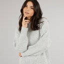 Womens Crew Neck Oversized Jumper Charcoal Marl