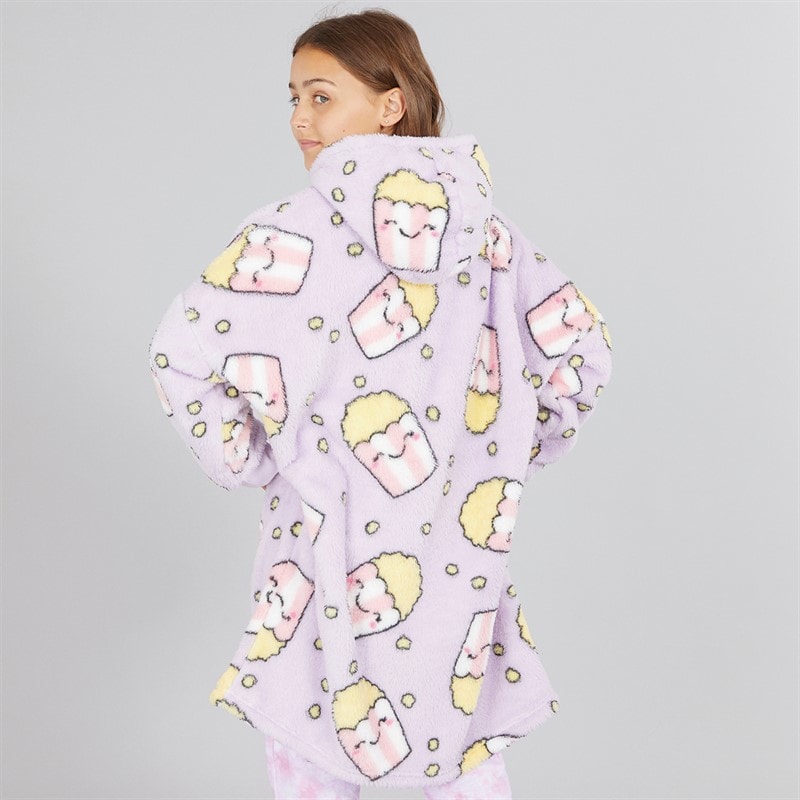 Girls Oversized Popcorn Blanket Hoodie Lilac - Image 2
