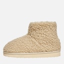 Womens Teddy Borg Fleece Bootie Slippers Cream