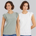 Womens Broderie Anglaise Two Pack Tops Multi