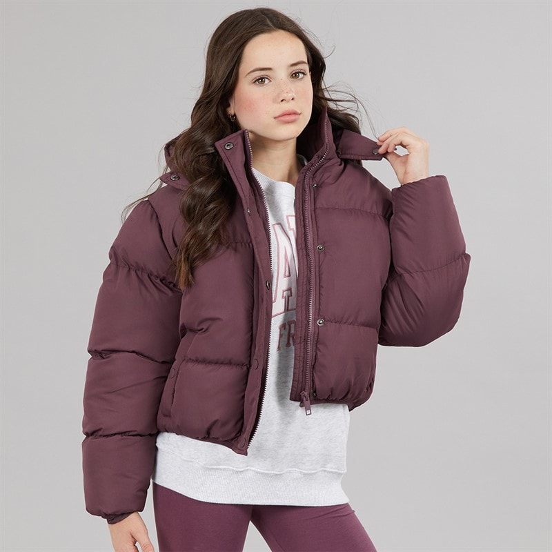 Board Angels Girls Short Puffer Jacket Cherry Lacquer