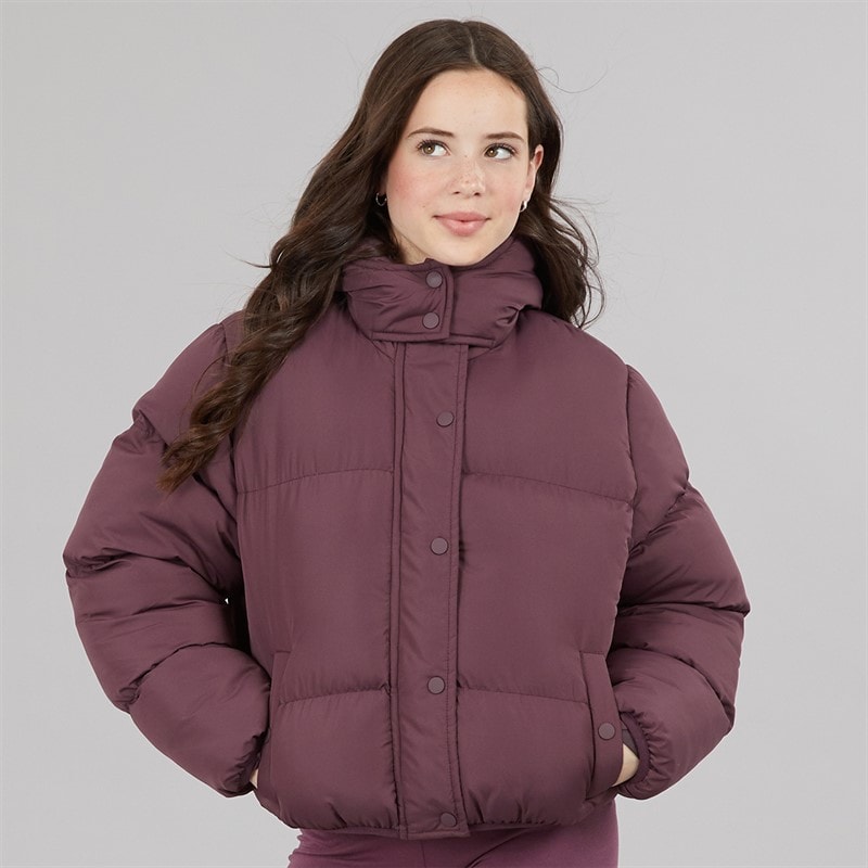 Girls Short Puffer Jacket Cherry Lacquer - Image 3