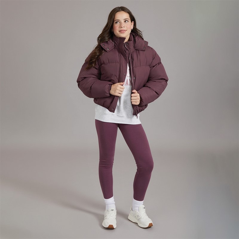 Girls Short Puffer Jacket Cherry Lacquer - Image 4
