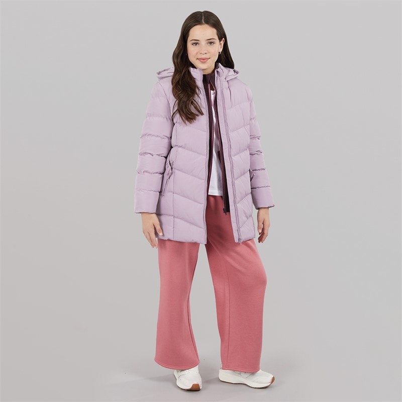 Girls Belted Hooded Jacket Dusky Lilac - Image 4