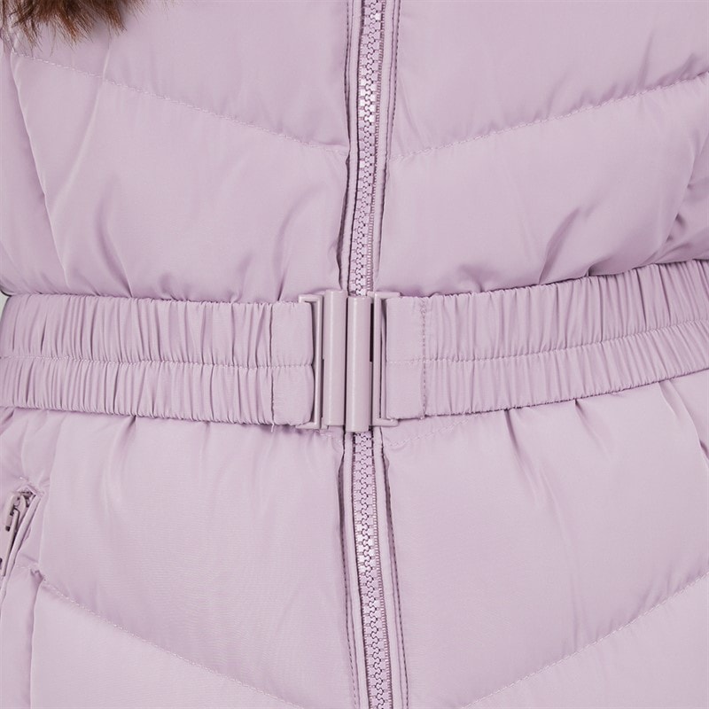 Girls Belted Hooded Jacket Dusky Lilac - Image 5