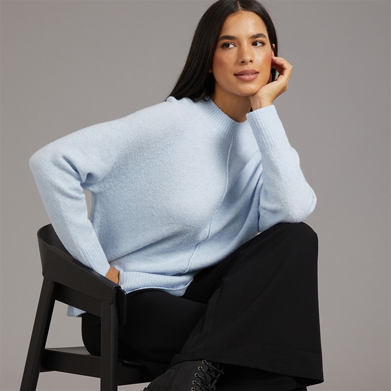 Board Angels Womens Turtle Neck Jumper Blue Melange