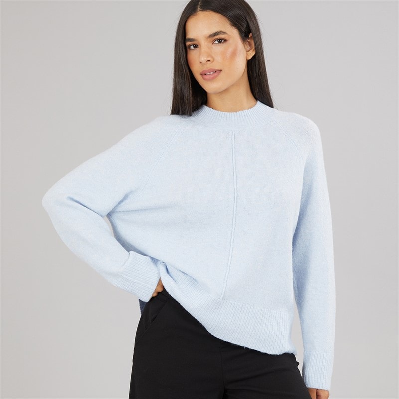 Womens Turtle Neck Jumper Blue Melange - Image 3