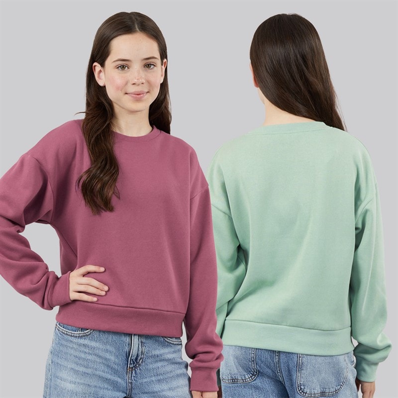 Girls Two Pack Wild And Free Sweatshirts Purple/Sage - Image 2