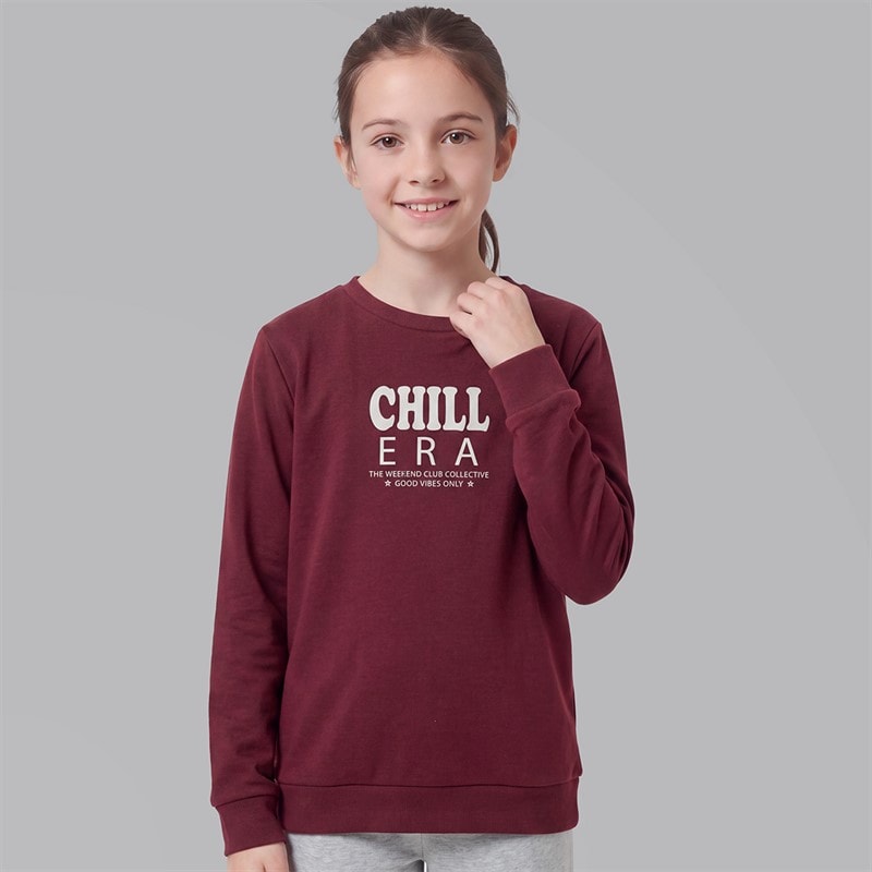 Girls Chill Sweatshirt And Flared Leggings Set Burgundy/Grey Marl Burg/Grey Marl - Image 3
