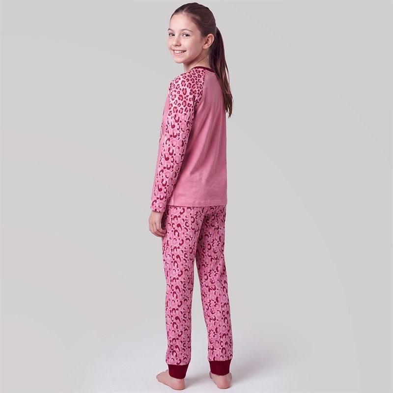 Girls Leopard Cherry Pyjama Set Multi - Image 2