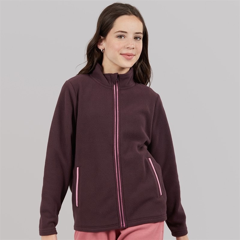 Girls Zip Through Microfleece Burgundy - Image 3