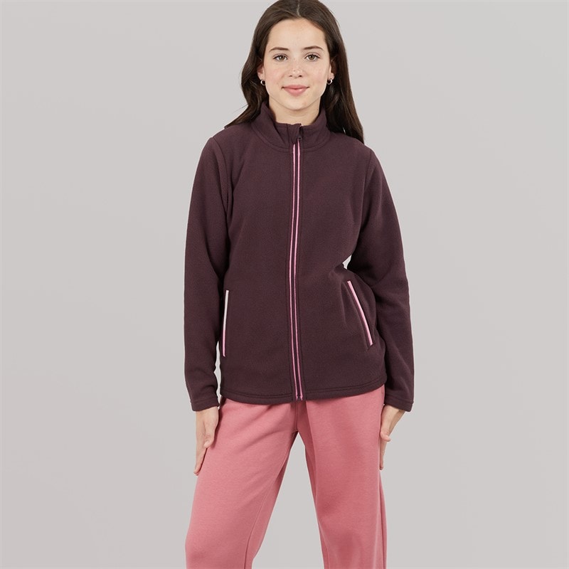 Girls Zip Through Microfleece Burgundy - Image 5