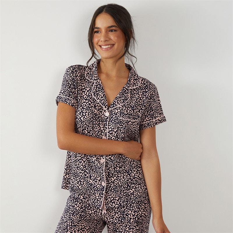 Womens Animal Print Pyjama Set Multi - Image 3