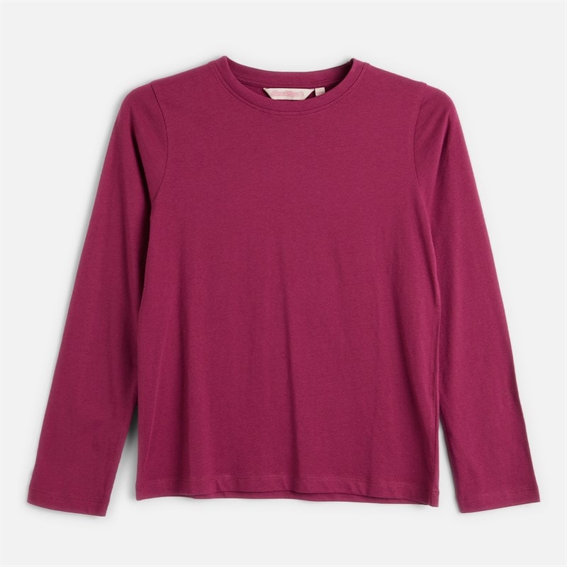 Girls Three Pack Plain Long Sleeve T-Shirts Multi Navy/Burg/Grey - Image 2
