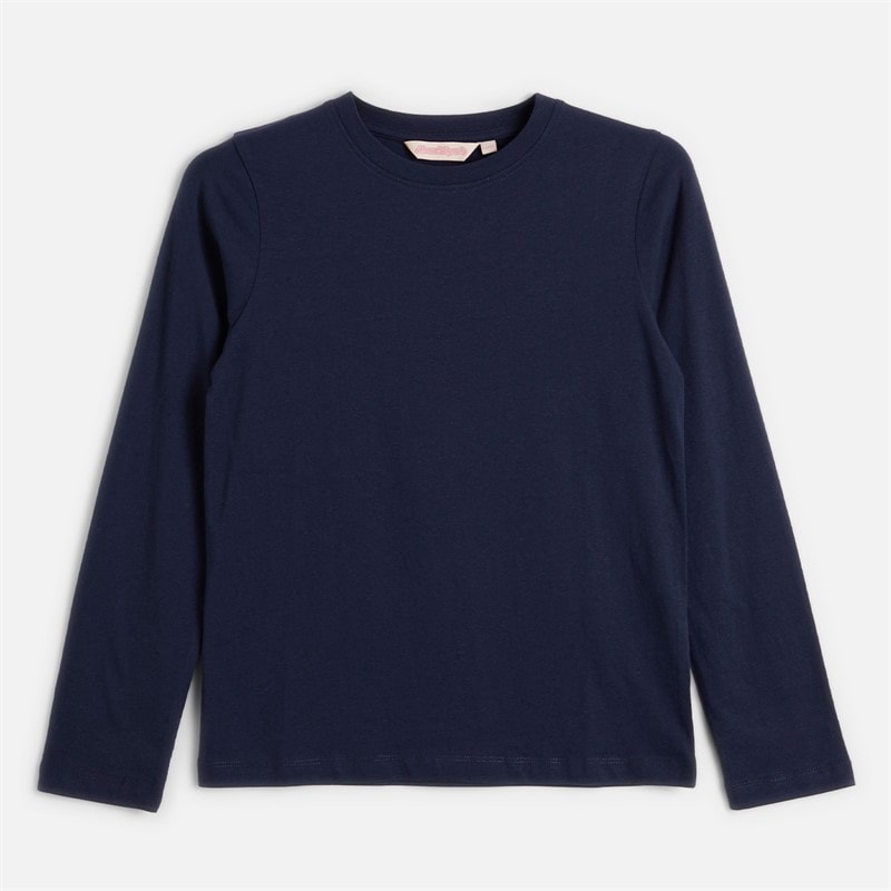 Girls Three Pack Plain Long Sleeve T-Shirts Multi Navy/Burg/Grey - Image 3