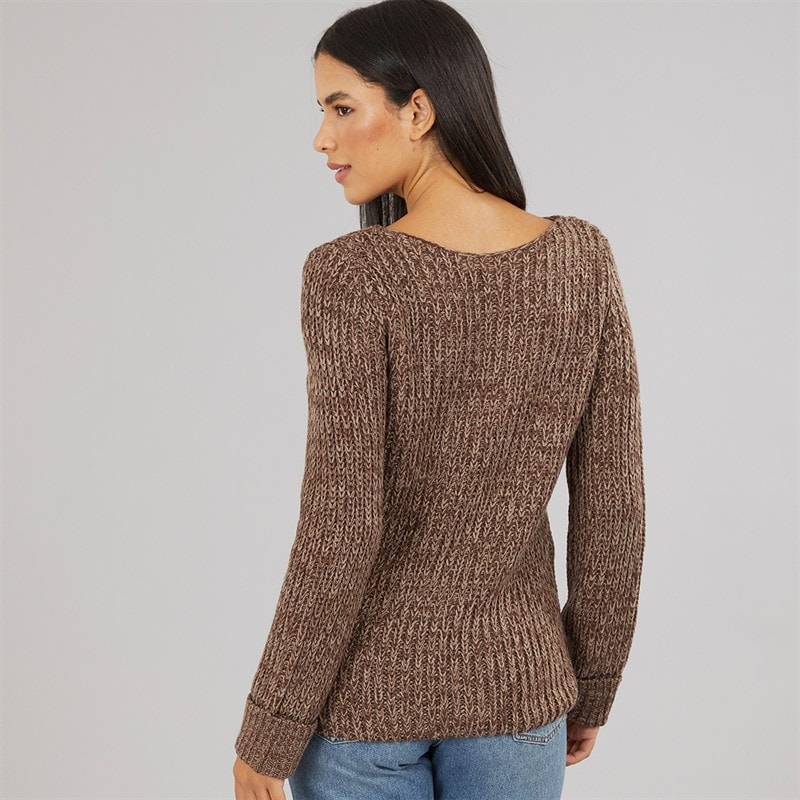 Womens Scoop Neck Sweater Chocolate Mink - Image 2