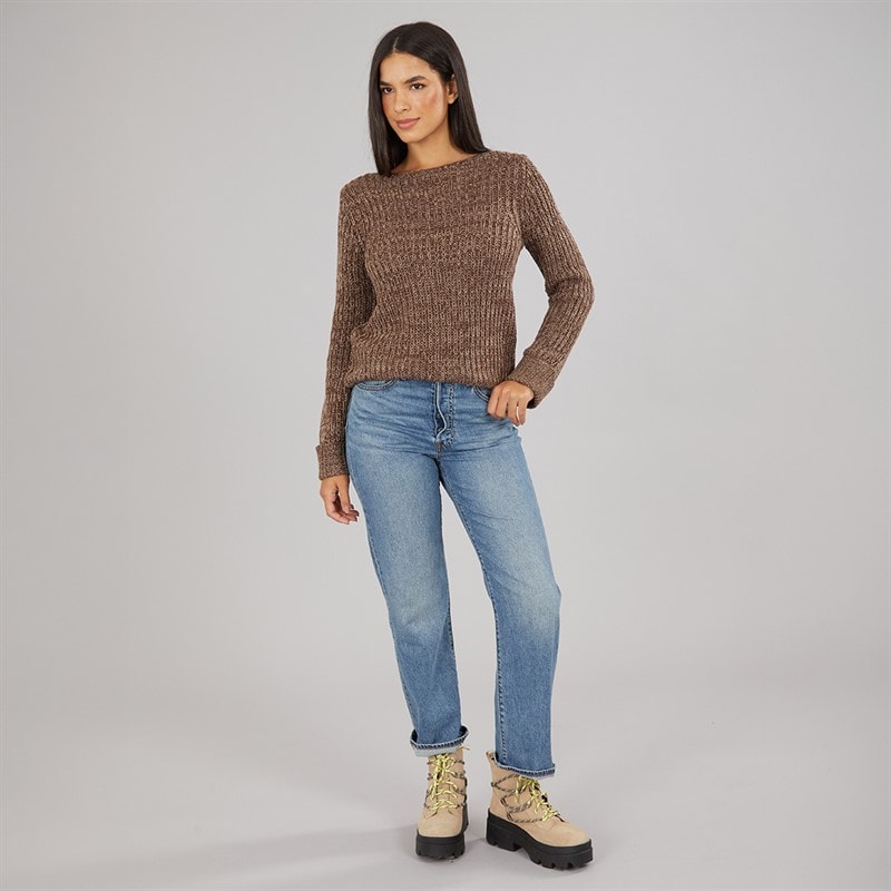 Womens Scoop Neck Sweater Chocolate Mink - Image 3