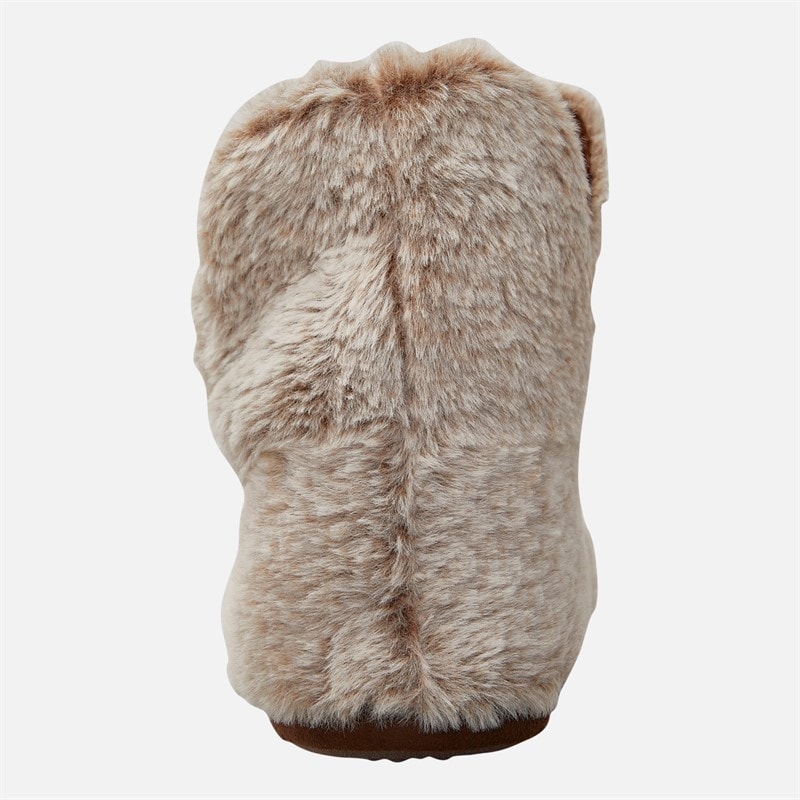 Womens Faux Fur Bootee Slippers Mink - Image 3