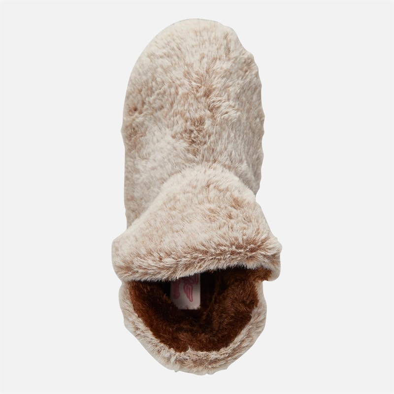 Womens Faux Fur Bootee Slippers Mink - Image 4