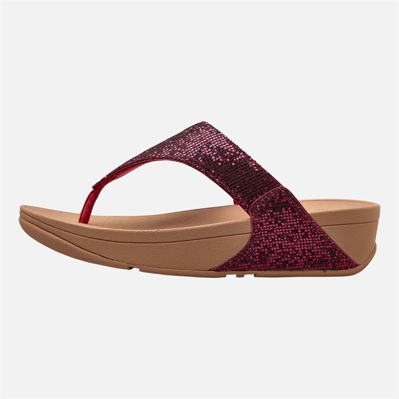 FitFlop Womens Lulu Glitterball Toe Post Sandals Metallic Wild Raspberry