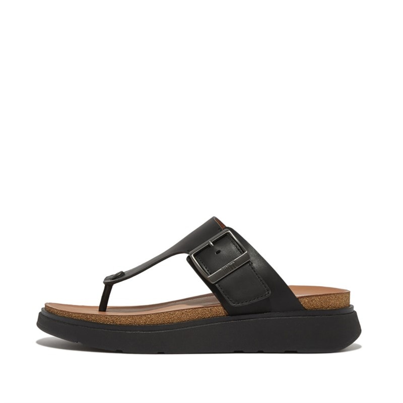 Mens Gen FF Buckle Toe Post Sandals Black - Image 1