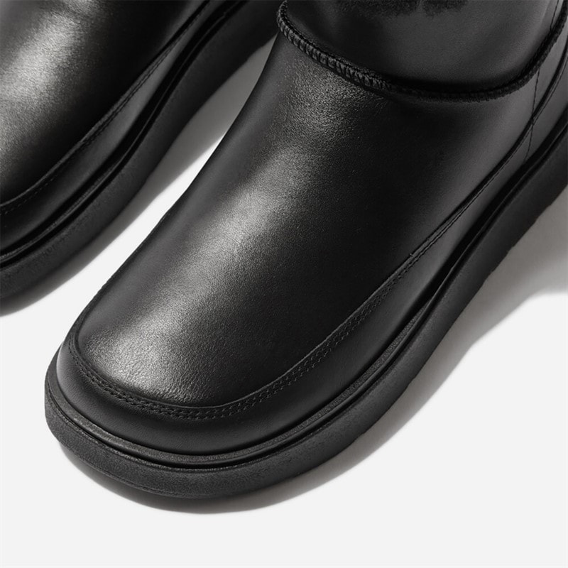 Womens Gen-FF Ultra-Mini Shearling Lined Leather Boots All Black - Image 4