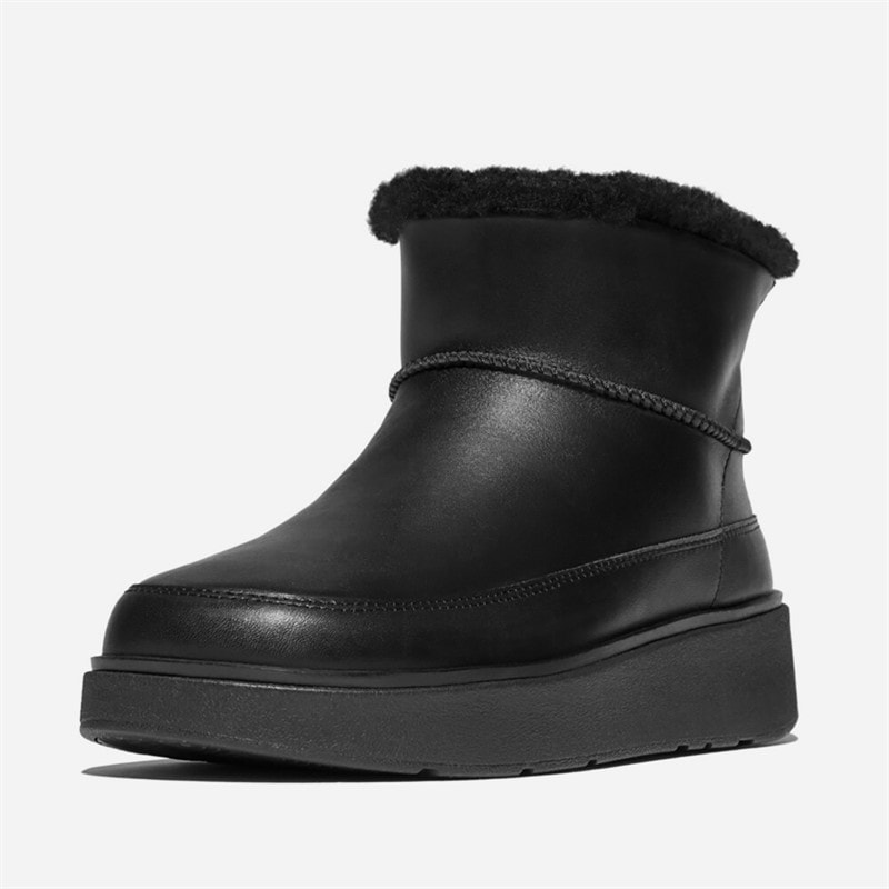 Womens Gen-FF Ultra-Mini Shearling Lined Leather Boots All Black - Image 5
