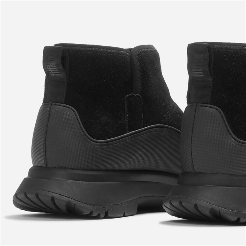 Womens Neo D Hyker Warm Suede Pull On Outdoor Mini Boots All Black - Image 3