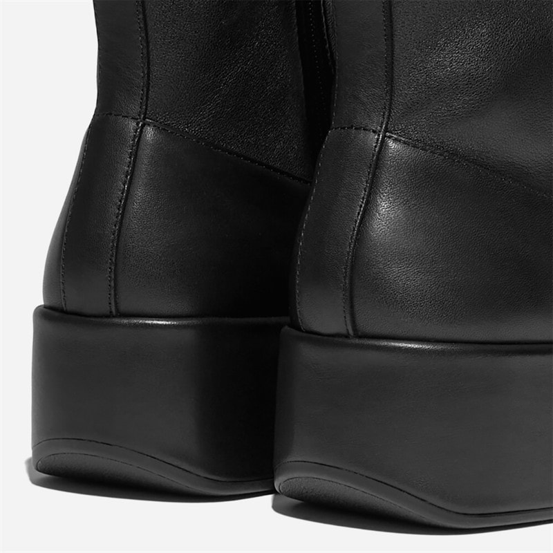 Womens F-Luma Stretch Leather Demi Wedge Mid Calf Boots Black - Image 3