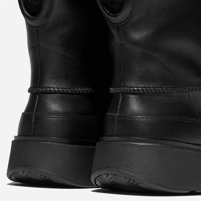 Womens Gen-FF Mini Shearling Lined Leather Boots All Black - Image 3